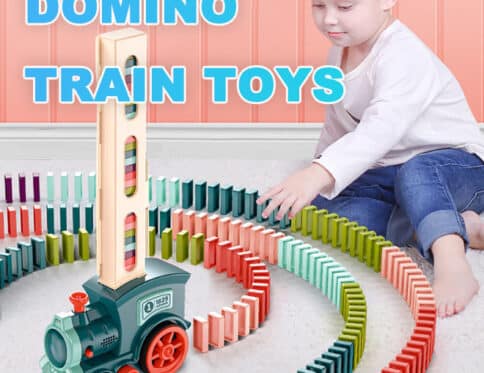 Domino Train Toys Baby Toys Car Puzzle Automatic Release Licensing Electric Building Blocks Train Toy