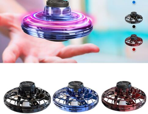 Mini Fingertip Gyro Interactive Decompression Toy Drone LED UFO Type Flying Helicopter Spinner Toy Kids